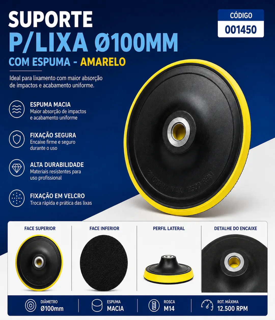 Suporte para Lixa com Espuma 100 mm