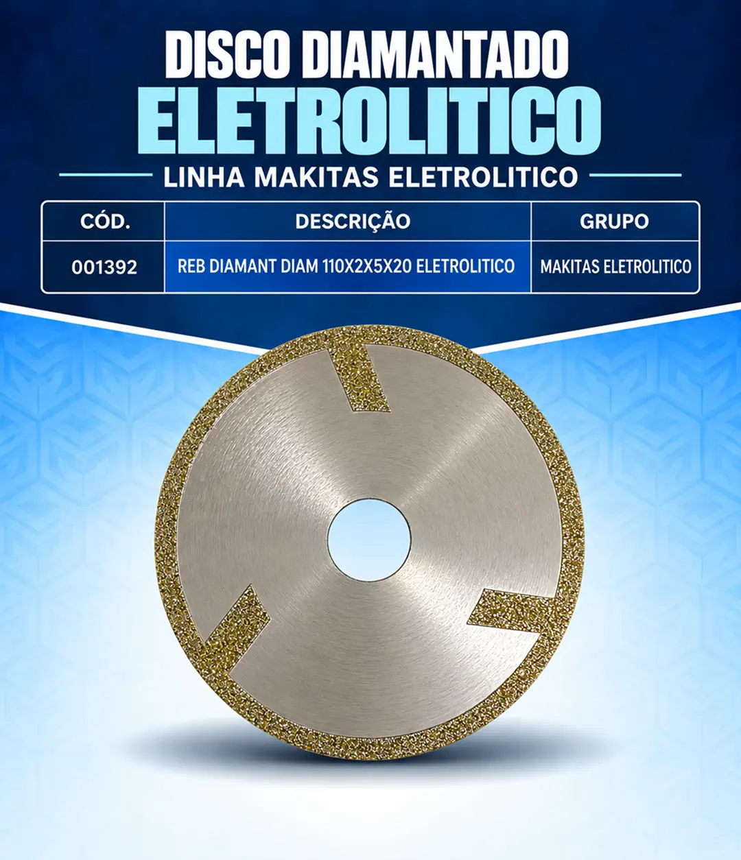 Disco Diamantado Eletrolítico 110 x 2 x 5 mm