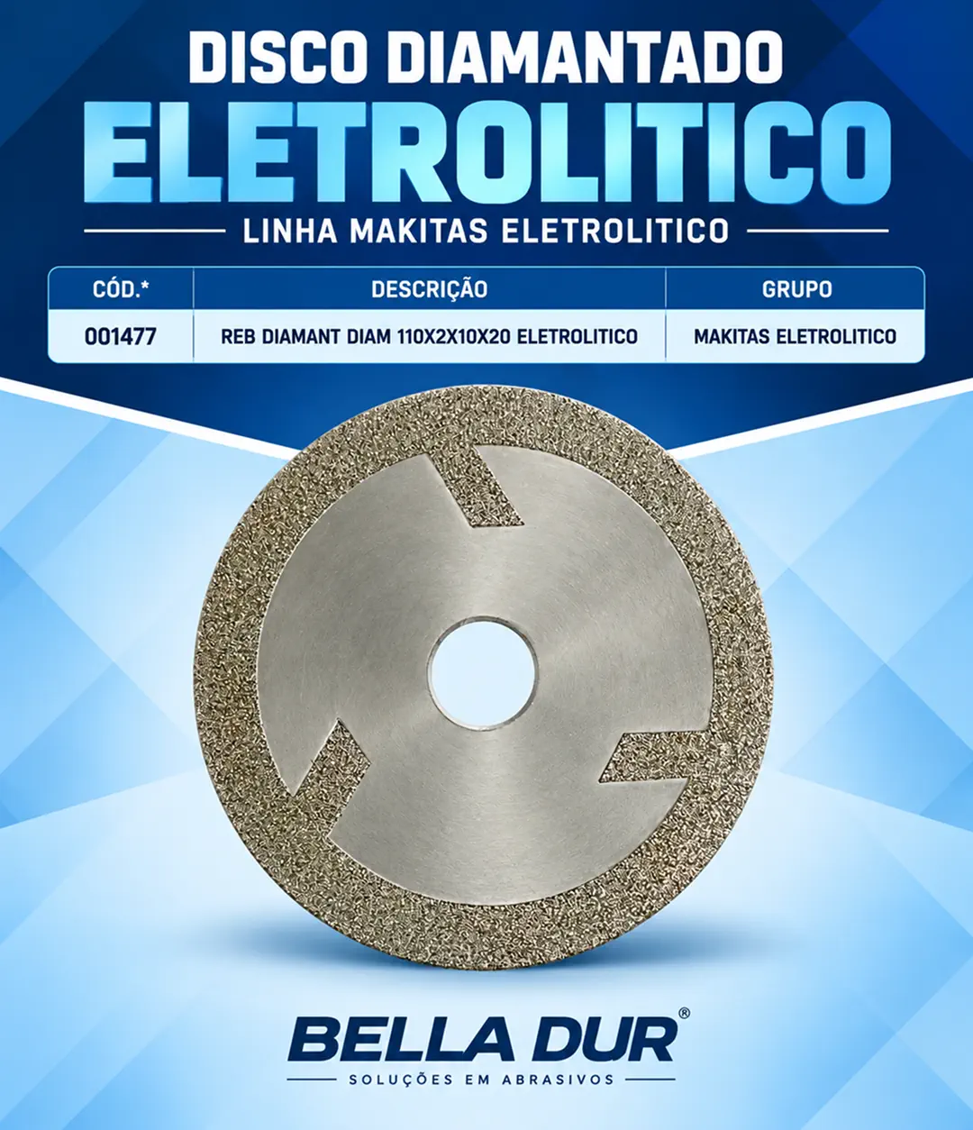 Disco Diamantado Eletrolítico 110 x 2 x 10 mm