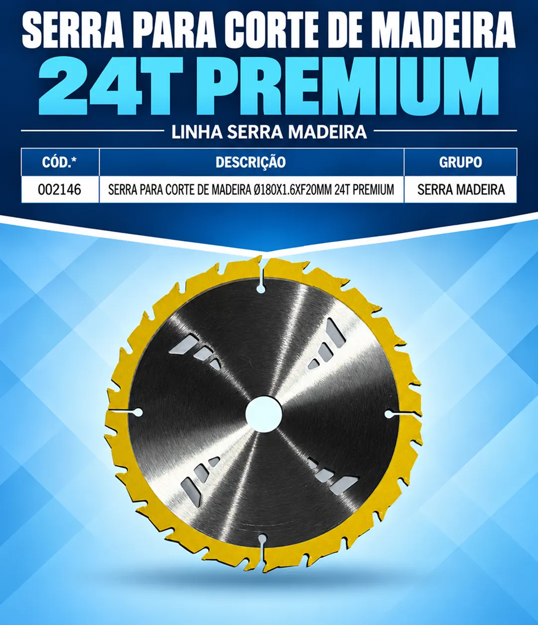 Serra Premium para Madeira 180 mm 24T