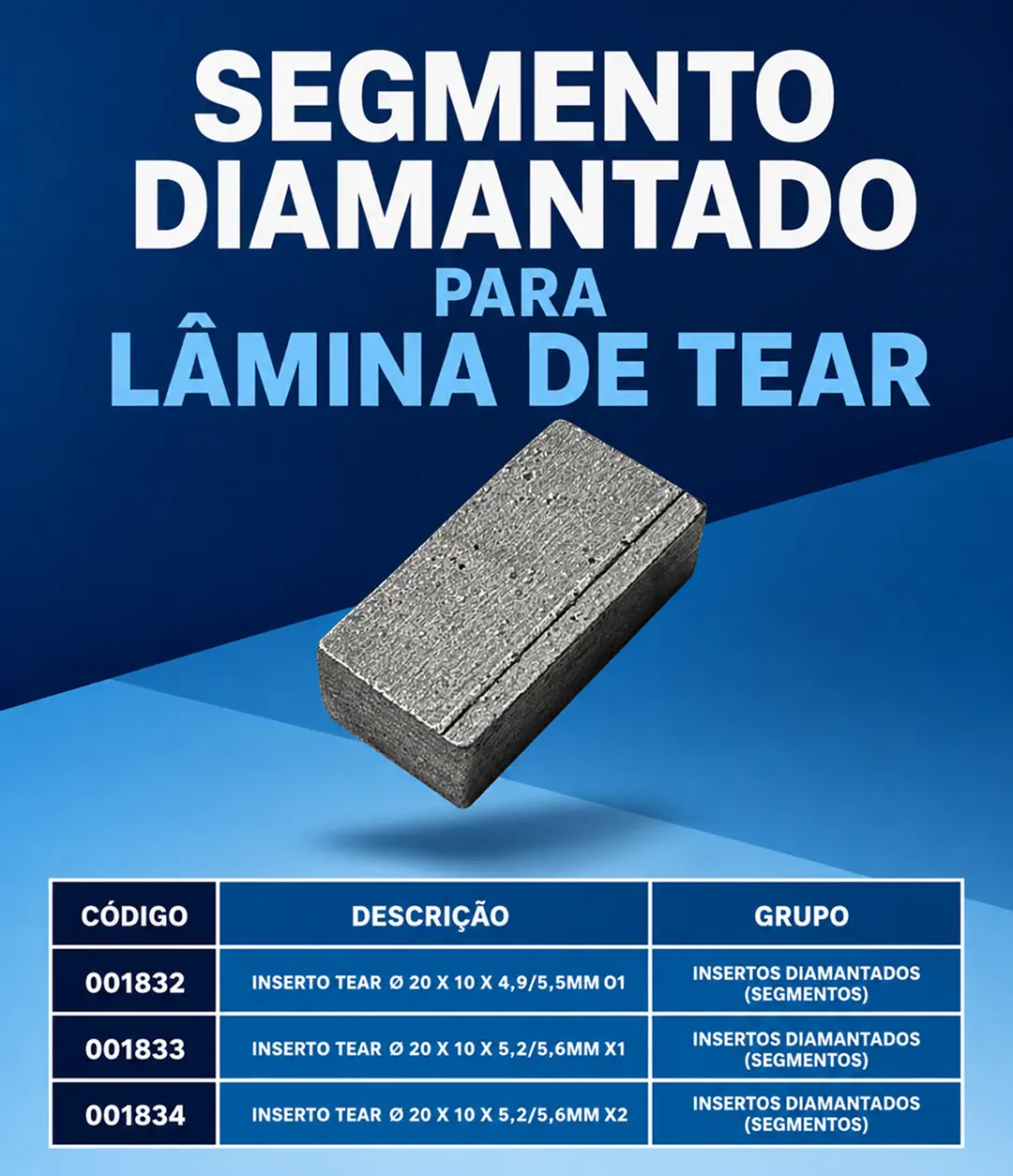 Segmento Diamantado para Lâmina de Tear