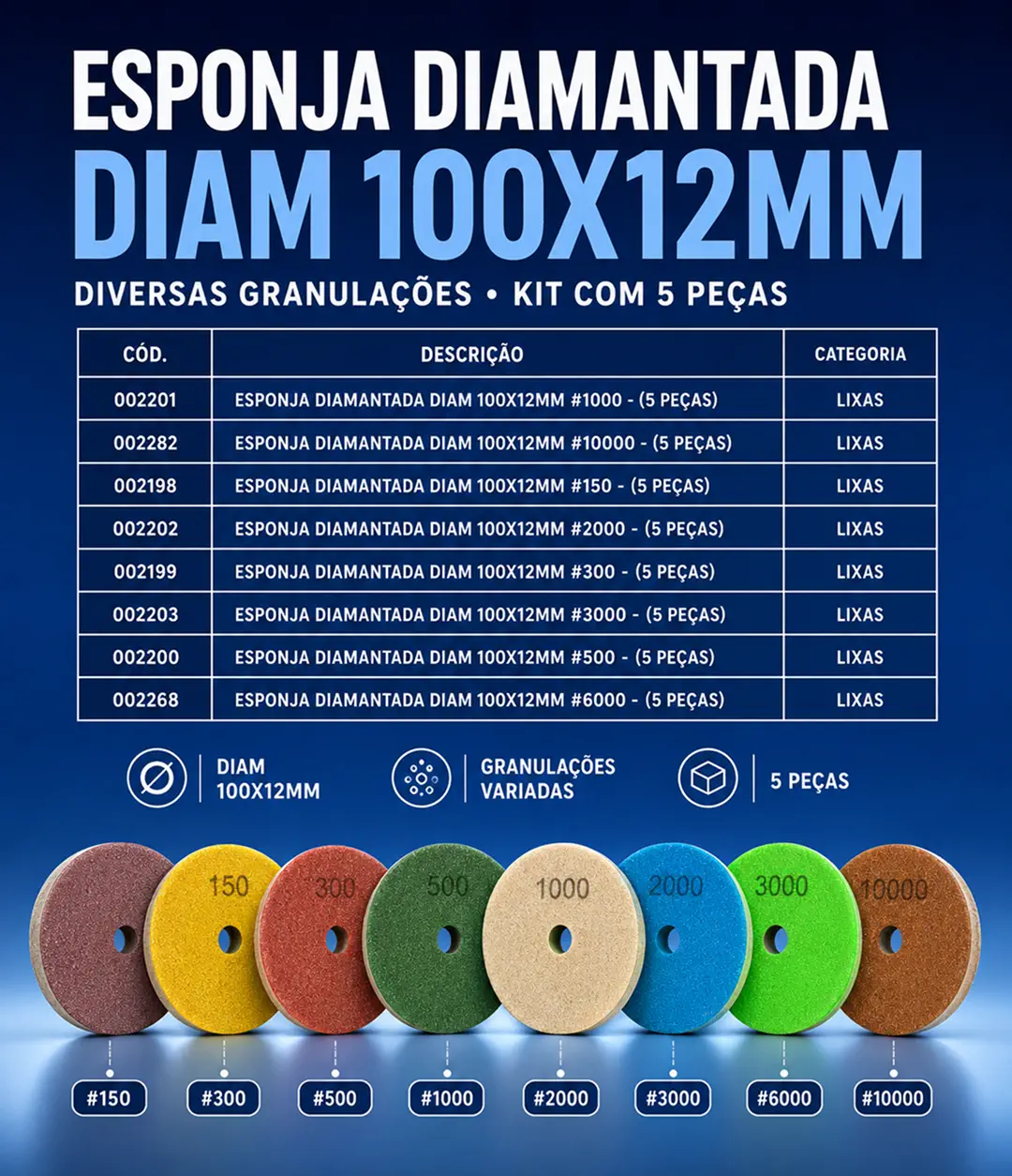 Esponja Diamantada 100 x 12 mm